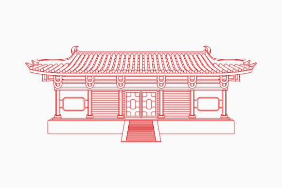 Download Outline Style Wide Chinese Building - Outline Collection