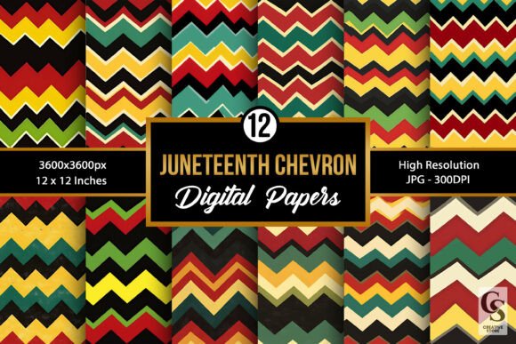 Download Juneteenth Chevron Zigzag Patterns - Juneteenth Collection
