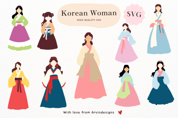 Download Korean Girl in Hanbok Svg - Korean Collection