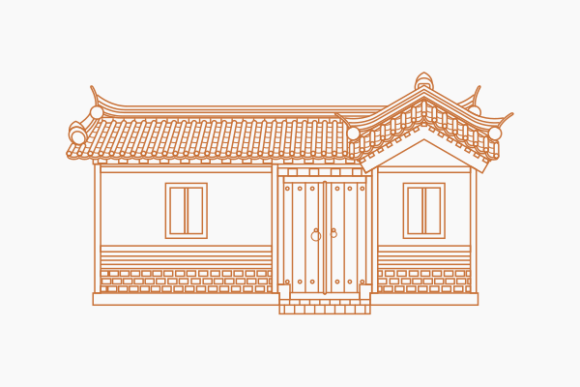 Download Outline Wide Traditional Korean Hanok - Korean Collection